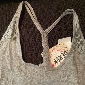 Derek heart grey tank. NWT. Size large.